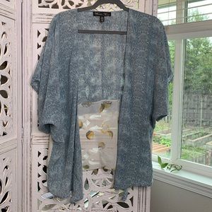 Rare Winter Kate silk vintage blue python yellow leaf kimono Size small